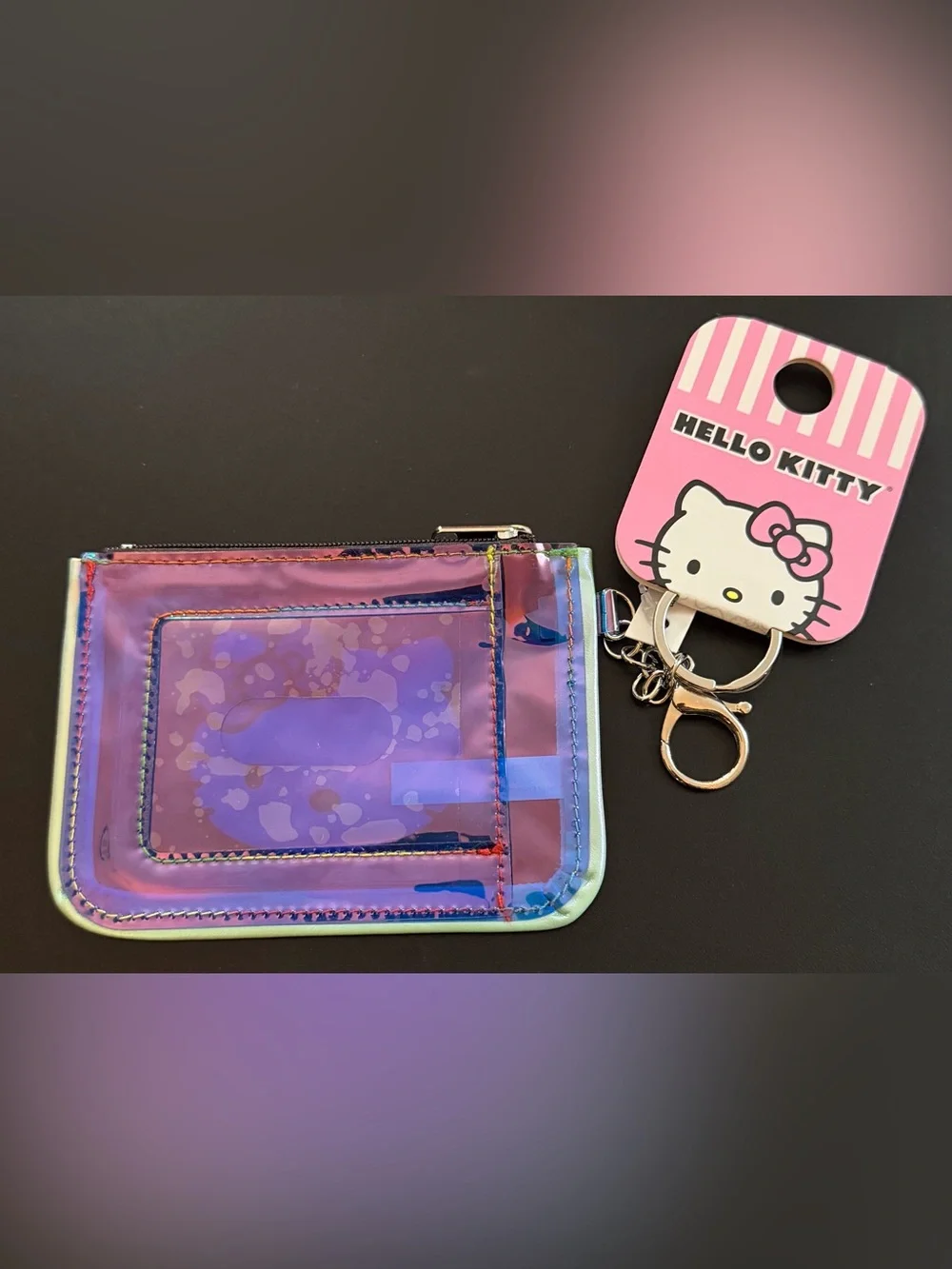 Hello Kitty Pink Iridescent Mini Zip Card Pouch